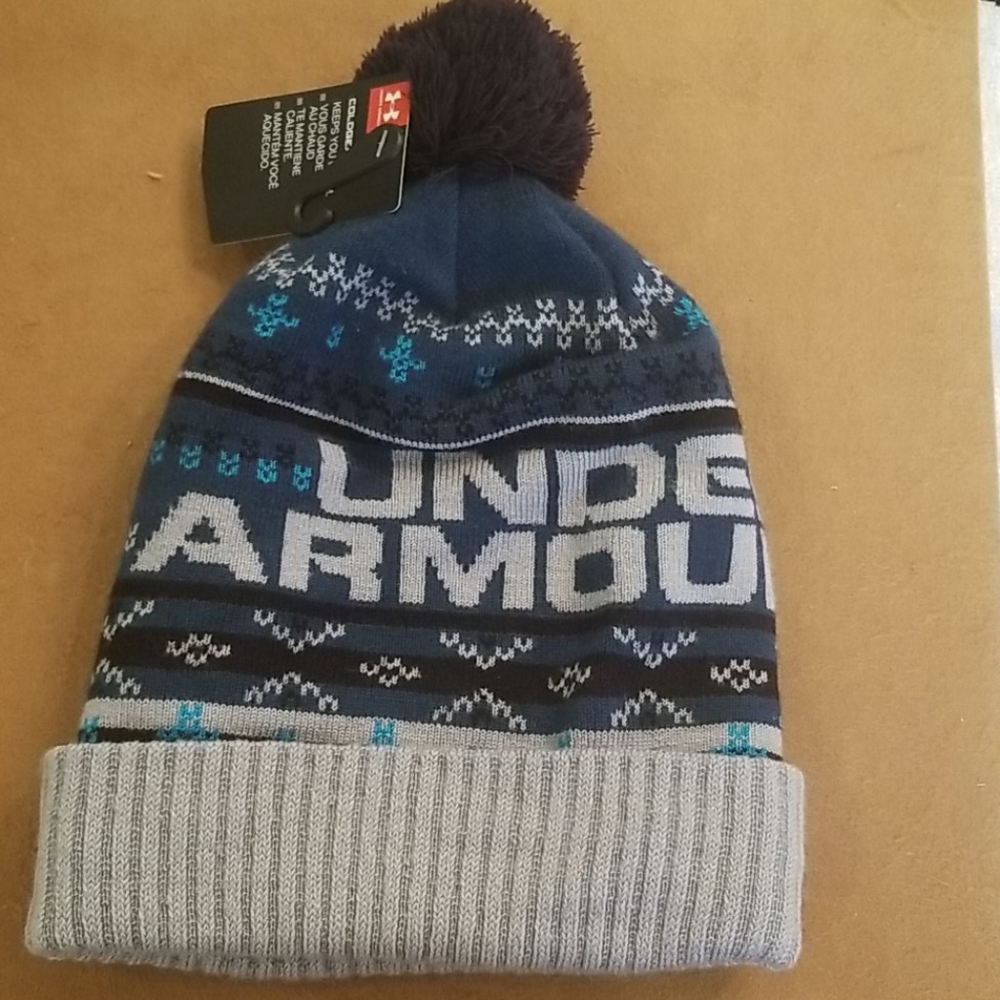 NWT MEN'S UNDER ARMOUR KNIT HAT WITH POM - Picture 1 of 2